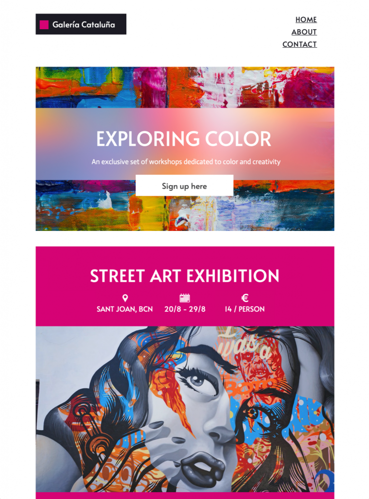 art event html email template