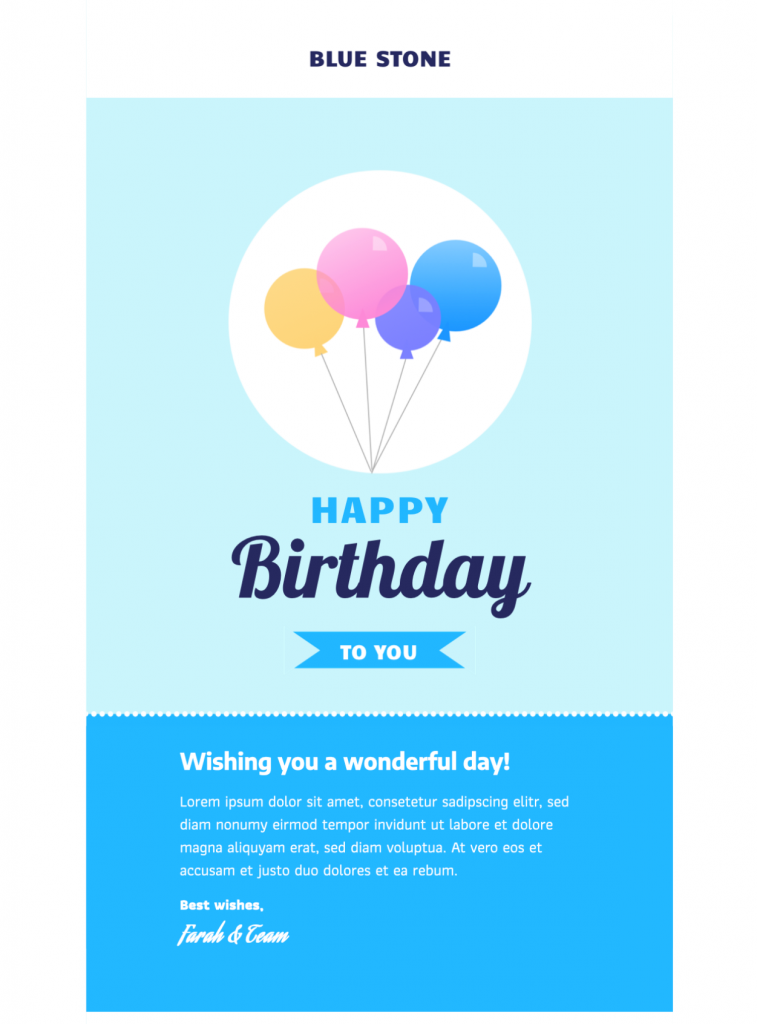 birthday message html email template