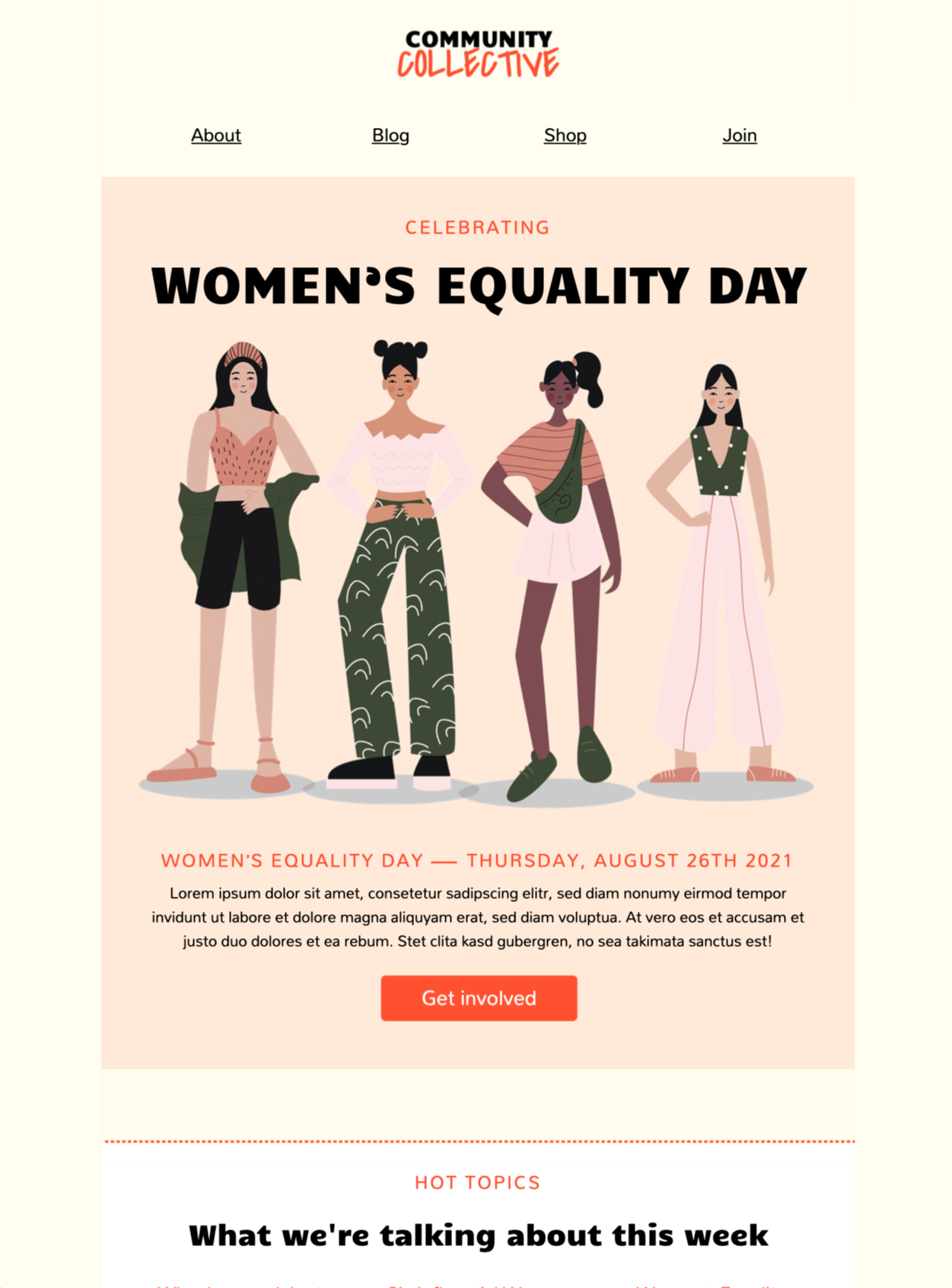 email template for women's equality day