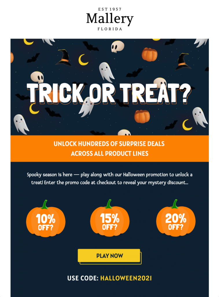 halloween email template with trick or treat design