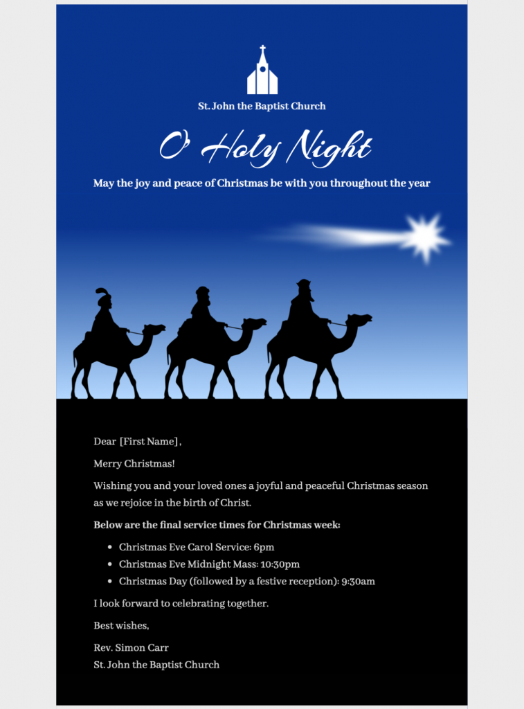 religious Christmas email message