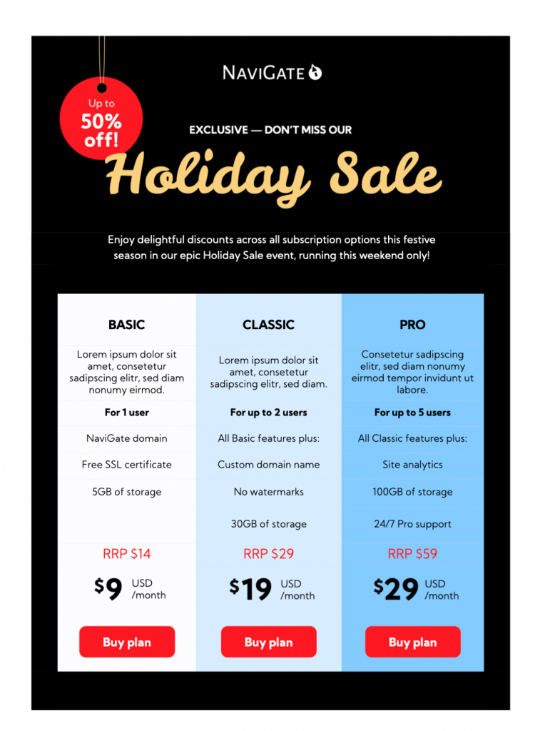 holiday sale premium html email template