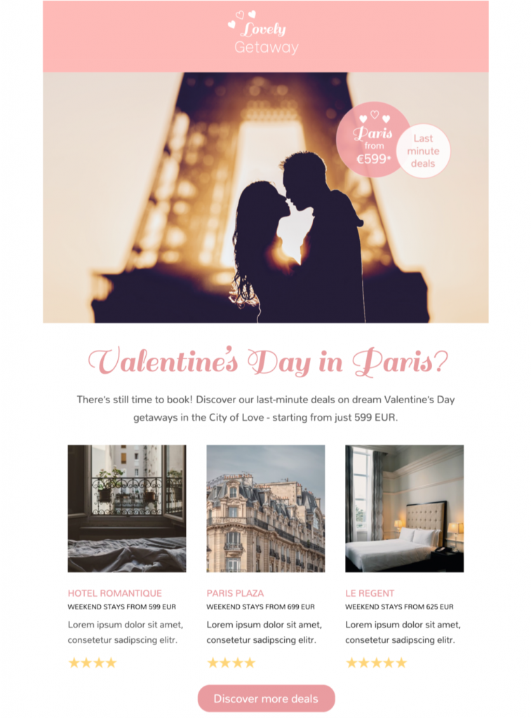 html email template for valentines day campaigns