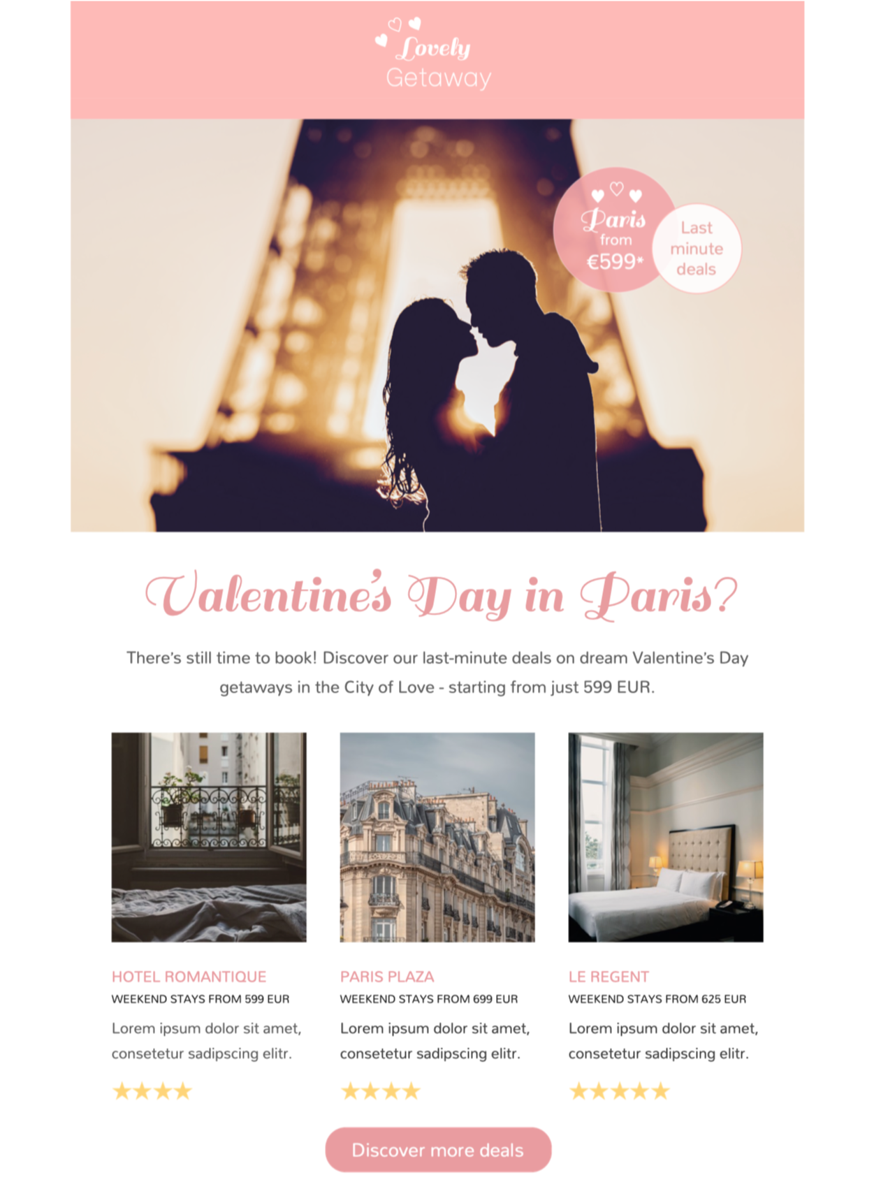 Valentine's Day Travel html email template for valentines day campaigns