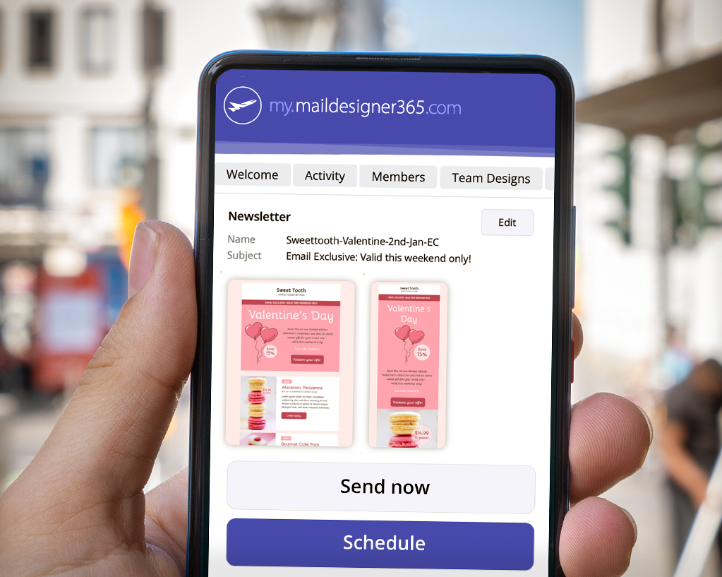 mail designer 365 web based email sending service