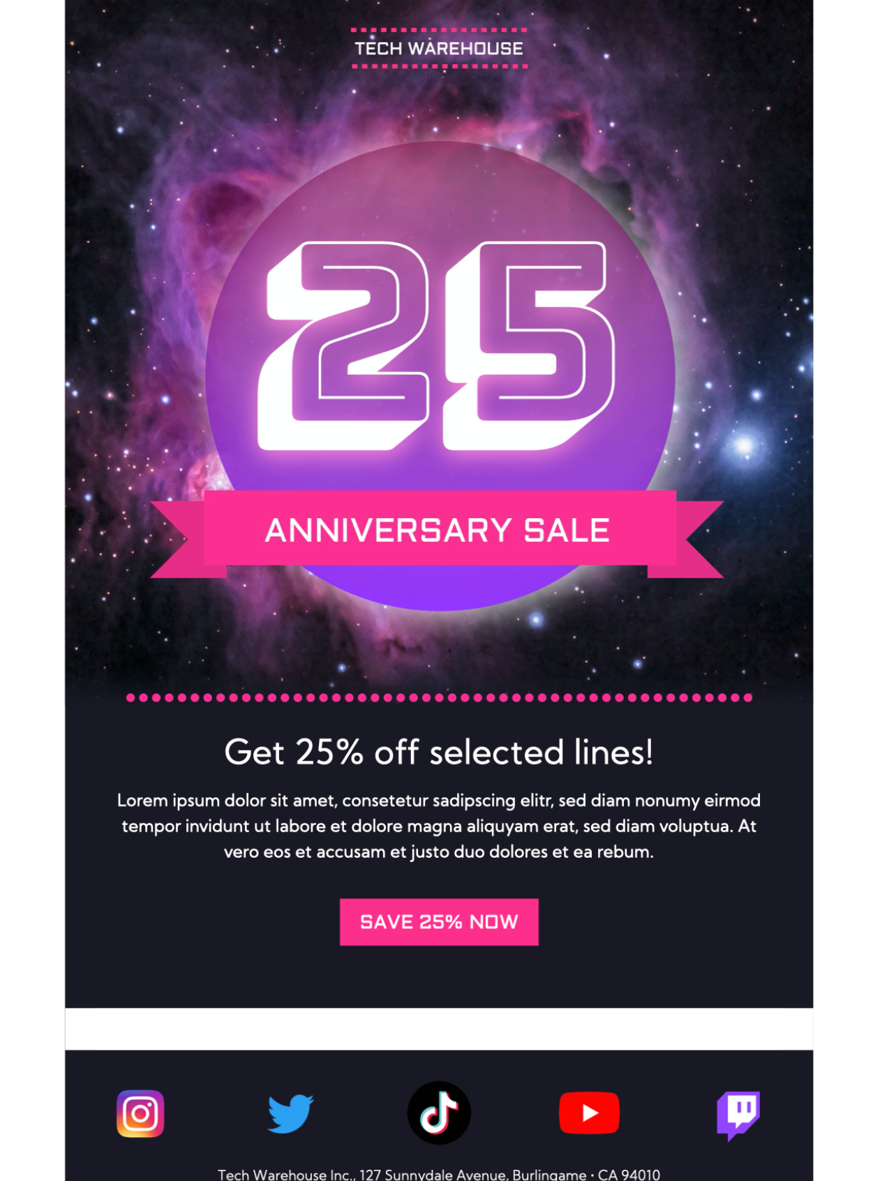 Anniversary Sale HTML Email Template – Mail Designer – Create and