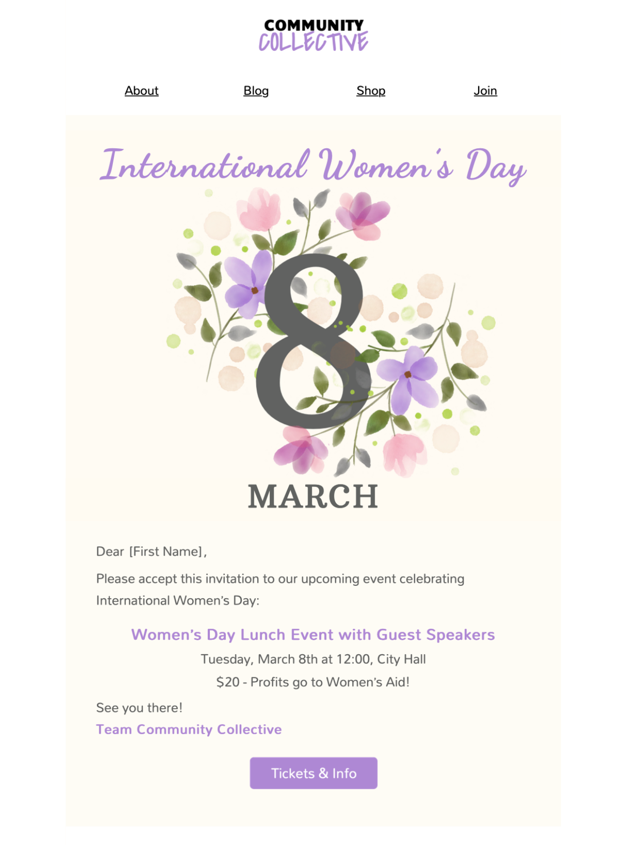 html email template for international women's day