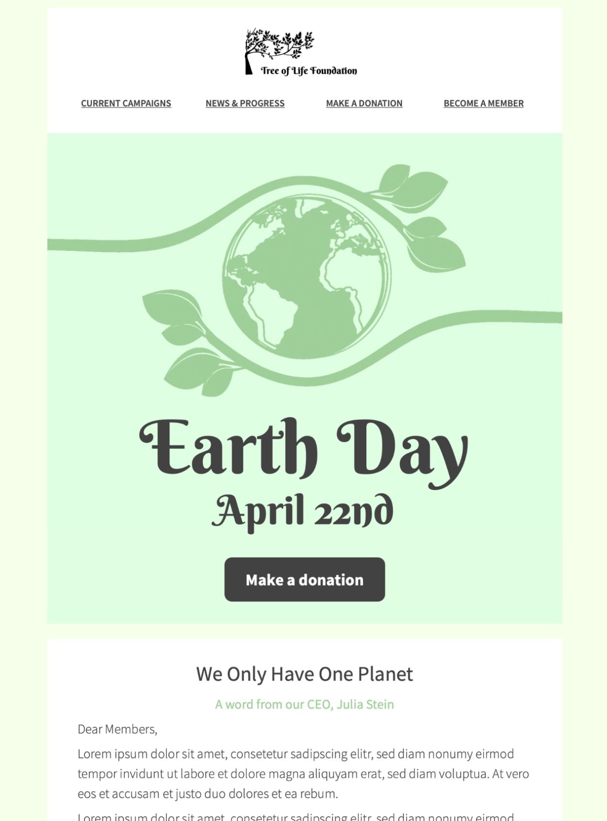 html email design for earth day