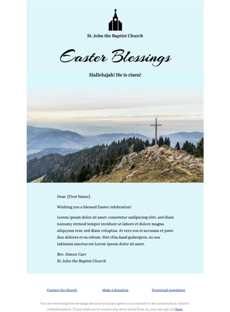 spiritual easter email template - easter blessing