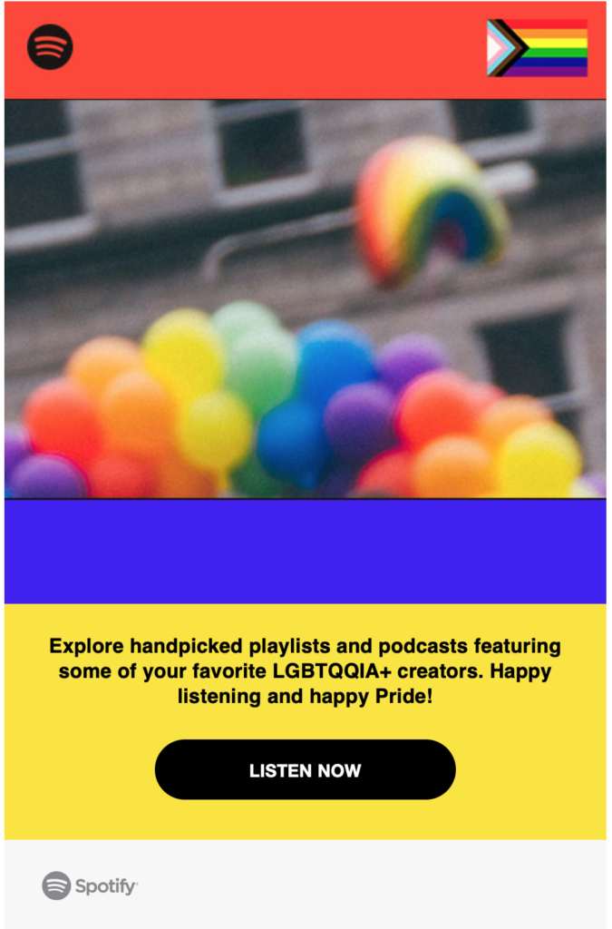 LGBTQ pride email by Spotify