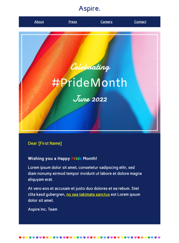 celebrate pride month html email template in mail designer 365