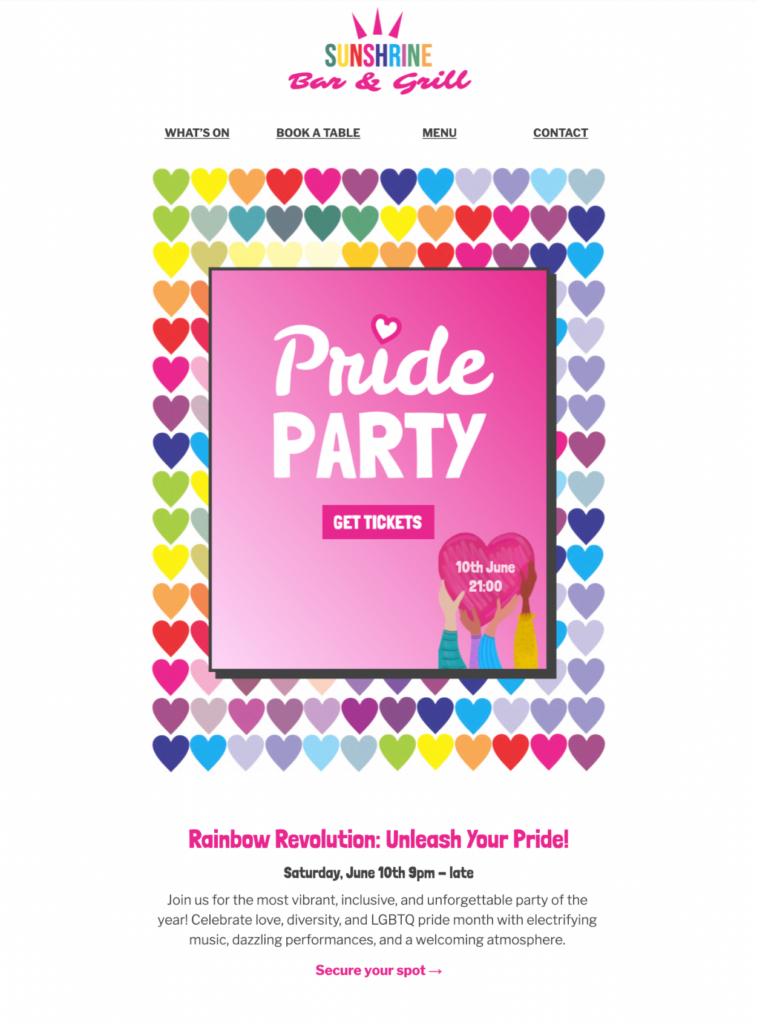 LGBTQ Pride Party email template