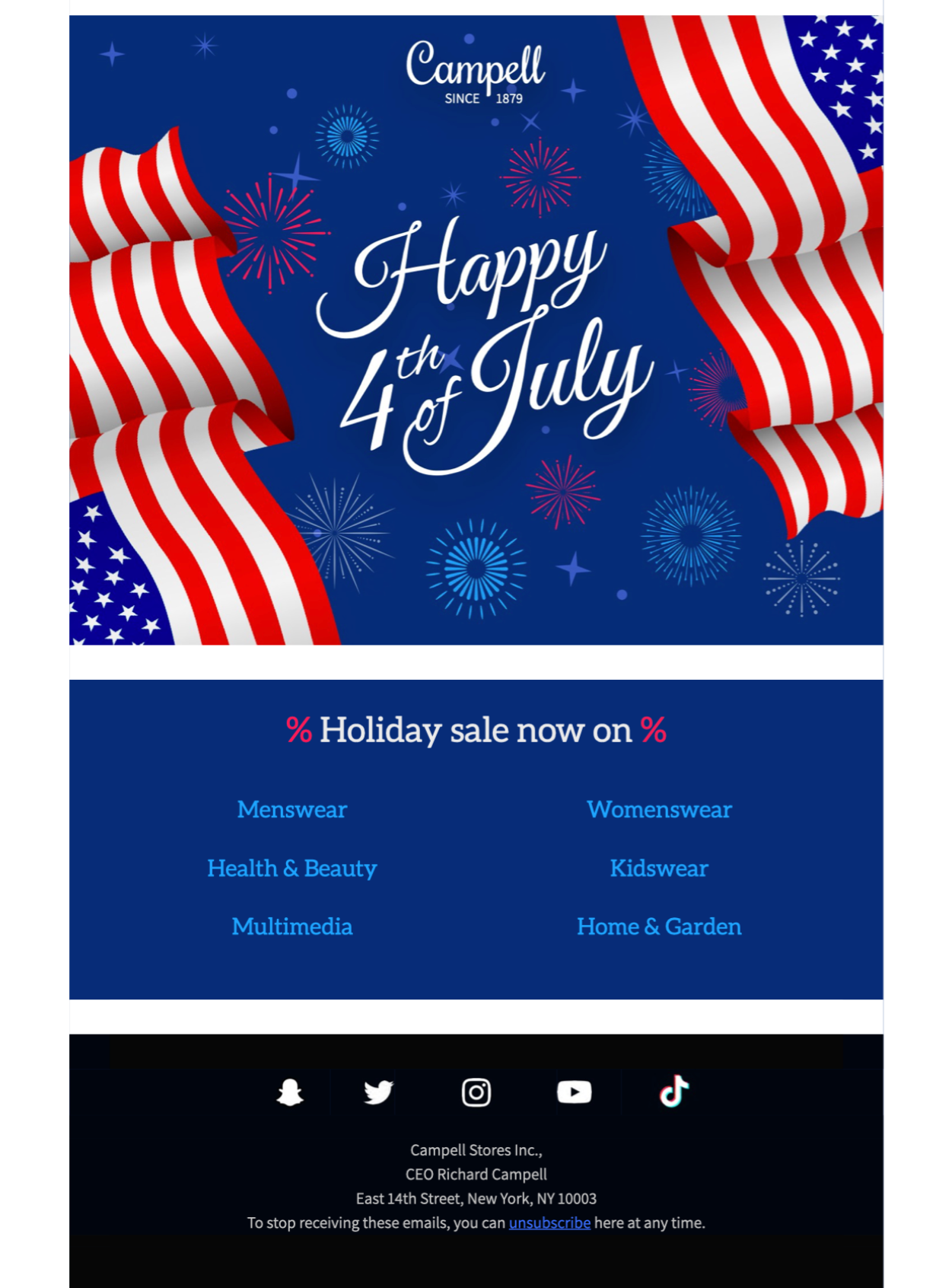 happy 4th of July html email template