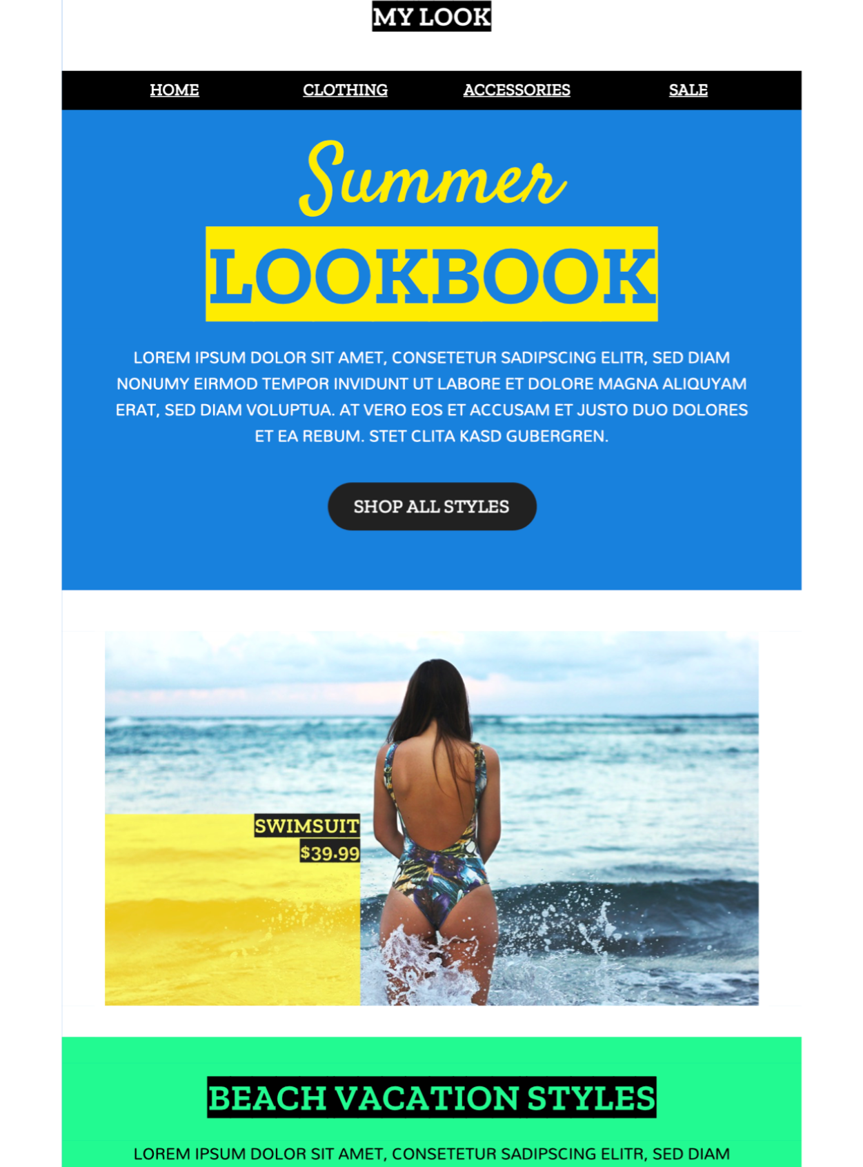 html email template for summer fashion campaigns