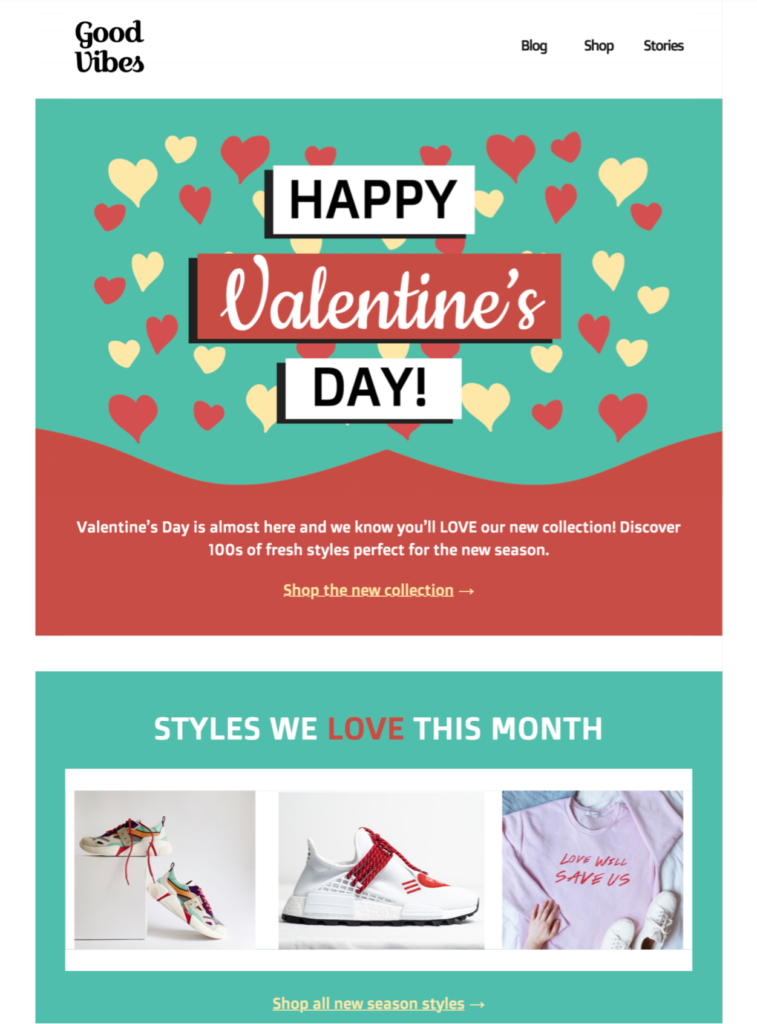 html email template for Valentine's Day