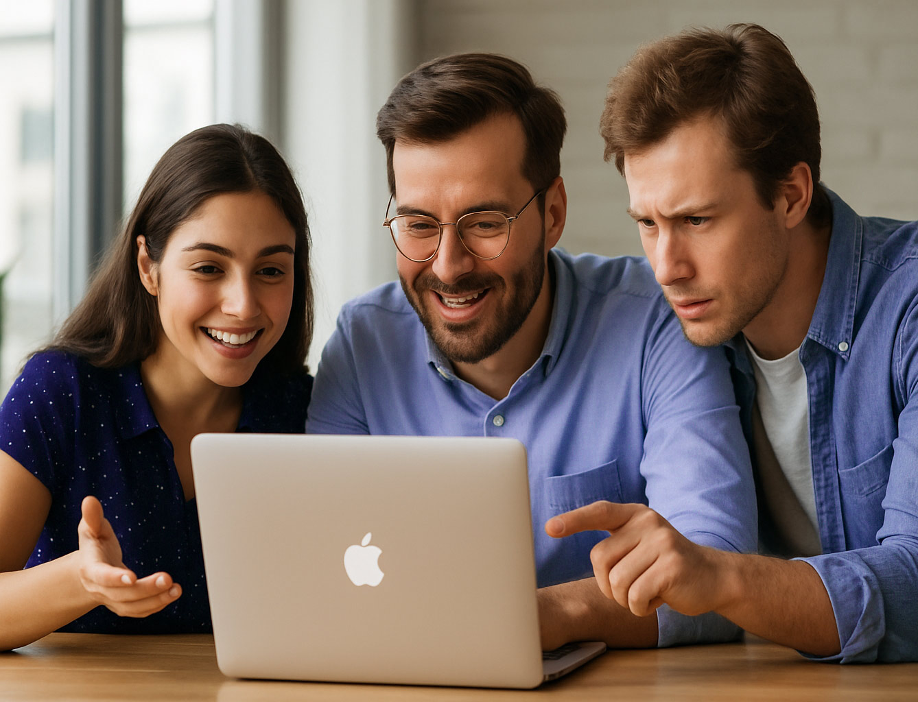 Professionelles Team beim Newsletter erstellen lassen am Laptop.