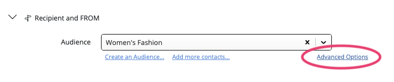 click advanced options to open the audience splitting tools