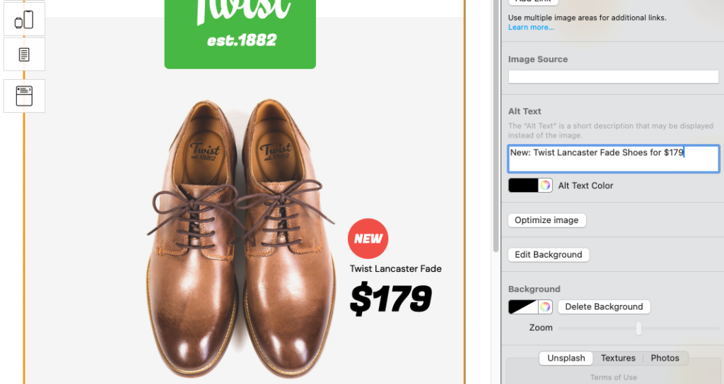 alt text editor in mail designer 365 helps when negotiating email design for dark mode