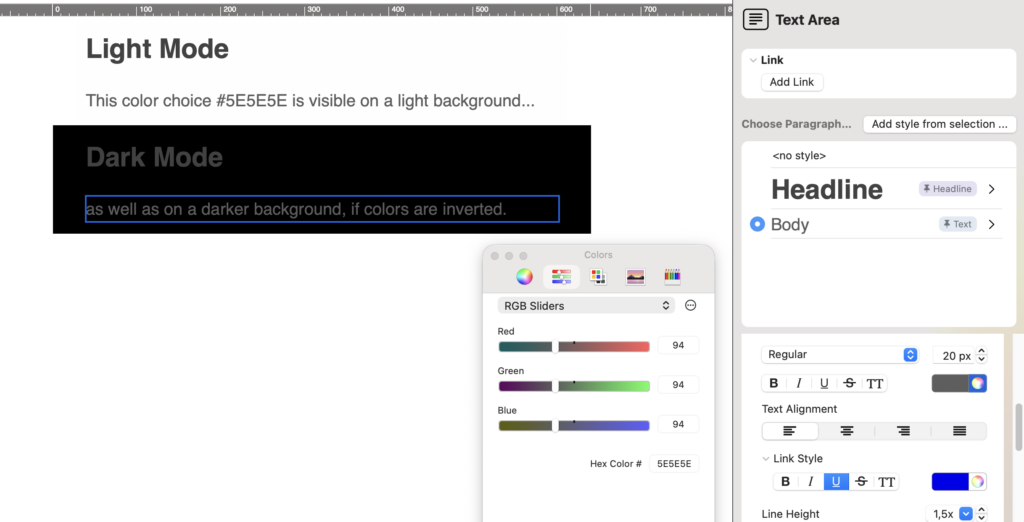 email design for dark mode: choosing a color scheme