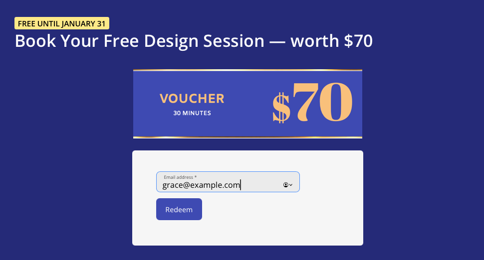 Result: email address pre-filled in the sign-up form from the URL