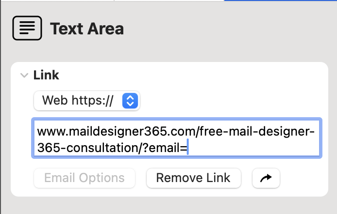 URL with email parameter before inserting the placeholder