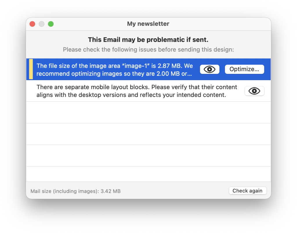 Bildoptimierung Hinweis