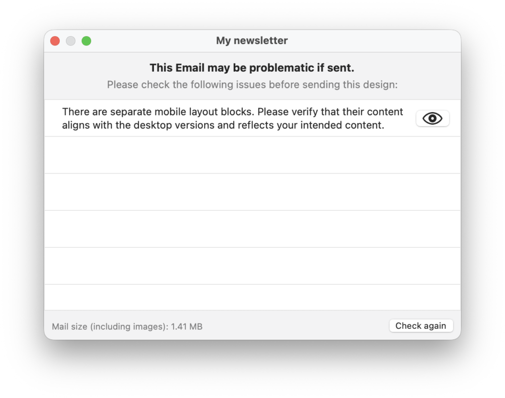 Preflight Check Hinweis