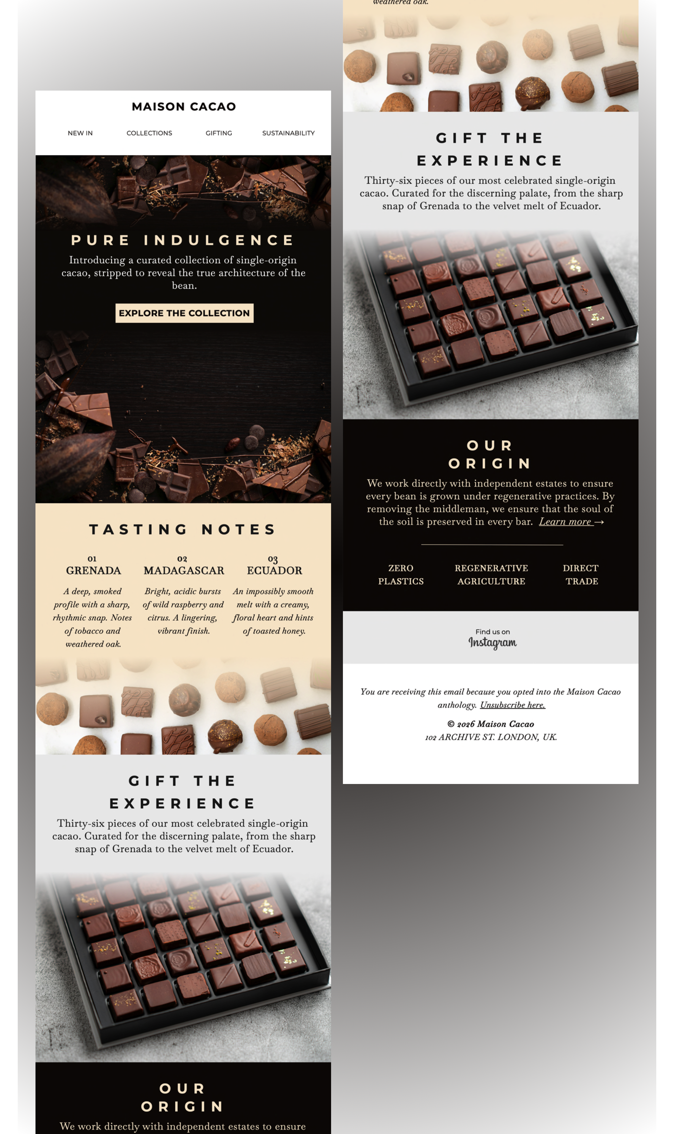 luxury chocolate email design for chocolatiers