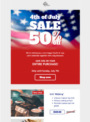 Independence Day html email template for independence day email campaign