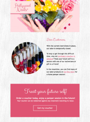 Salon Gift Voucher html email template for independent salon businesses