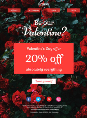 Valentine's Day Sale HTML email template for Valentine's Day email promotions