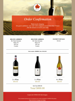 Sophisticated Order Confirmation HTML email template for transactional emails