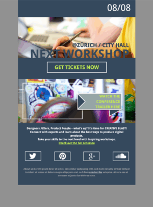 Workshop Event HTML email template for events and workshops