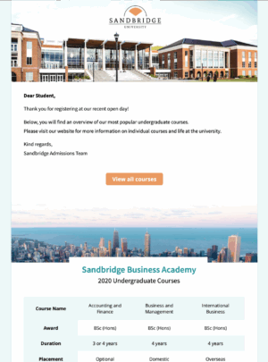 University Information HTML email template for universities and colleges
