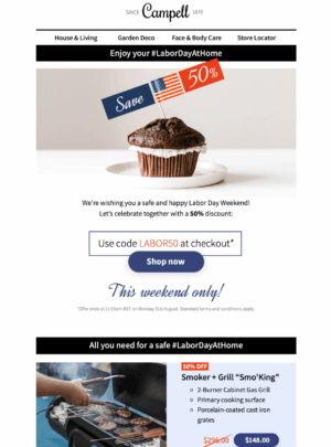 Labor Day Sale HTML email template for Labor Day sales