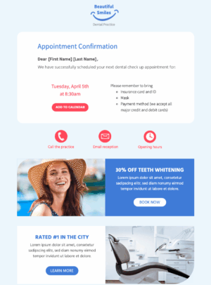 Appointment Confirmation html email template for appointment confirmation