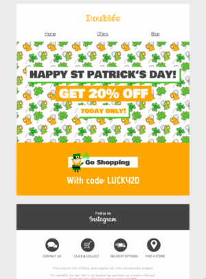 Happy St Patrick's Day html email campaign for st Patrick's day