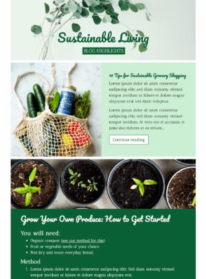Sustainability Blog html email template for sustainability bloggers