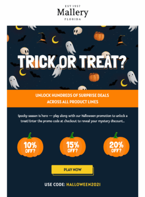 Trick or Treat halloween email template with trick or treat design